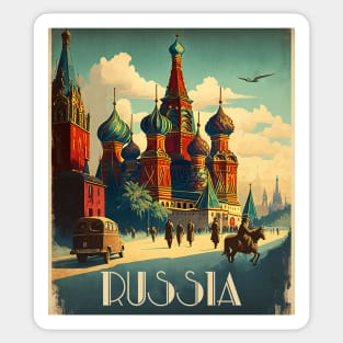 Saint Basil's Cathedral Russia Vintage Travel Art Poster Sticker